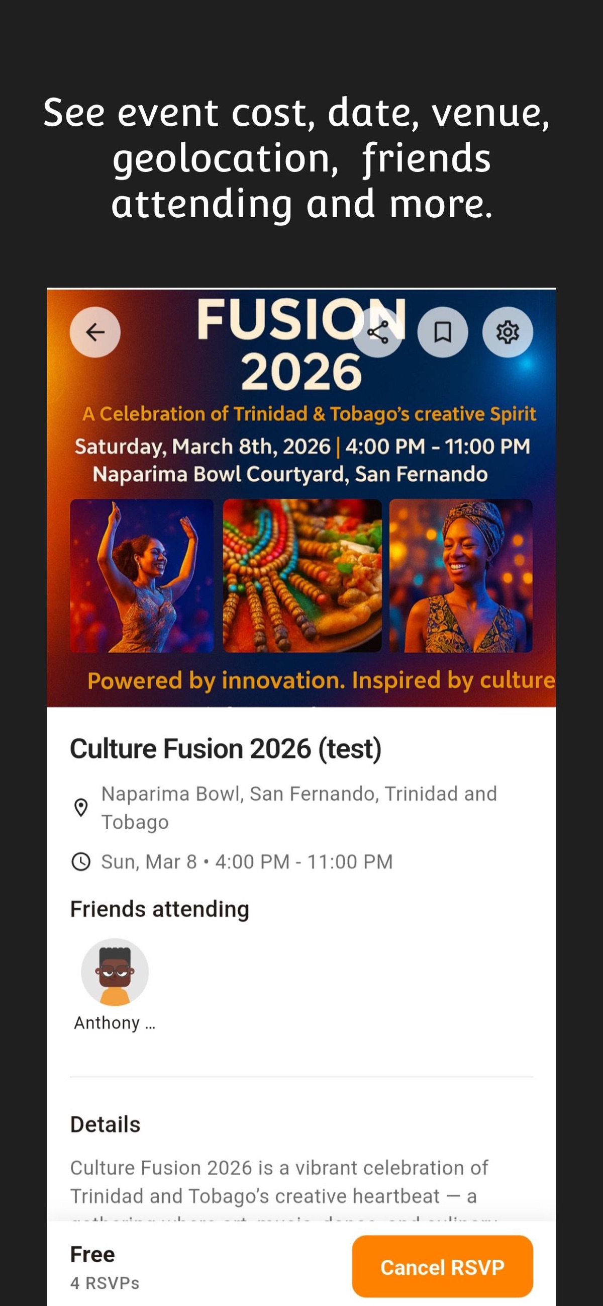 Outdey event details screen